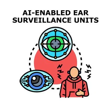 Ai surveillance concept with advanced ear units Stock Illustration