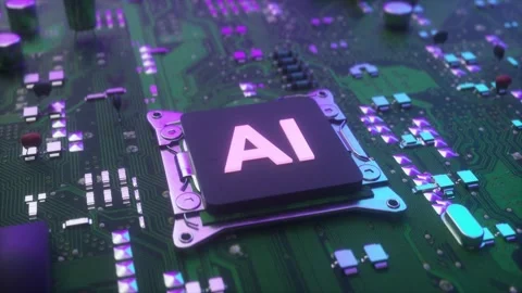 AI Symbol. CPU Processor starting Artificial Intelligence digitalization of data Stock Footage 237186644