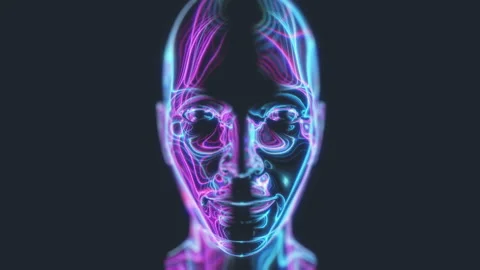 Ai Synthetic Head - Front 01 Stock Footage 166301550