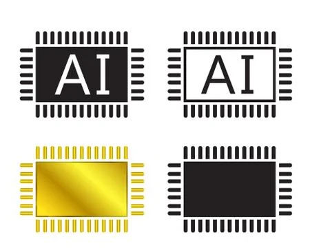 AI system icon and cpu symbo Stock Illustration