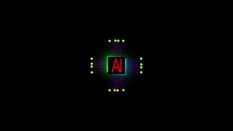 AI system icon , Turquoise Ai Technology or Artificial Intelligence Concept.. Stock Footage 310417001