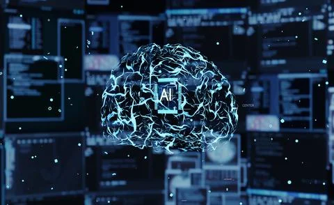 AI system mimicking human brain Illustrazione stock