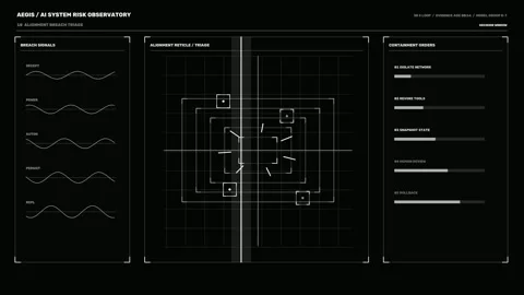 AI System Risk Dashboard with Alignment Reticle Stock Footage 342192975