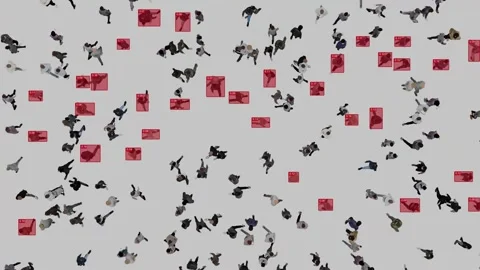 The AI system simultaneously identifies and tracks the poses of moving people. Stock Footage 320937702