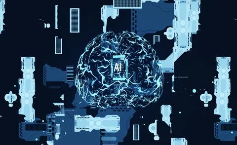 AI system using machine learning data Stock Illustration