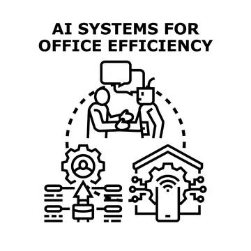 Ai systems improving office efficiency and business automation 库存插图