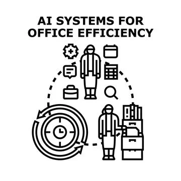 Ai systems optimizing office efficiency and workflow automation Stock Illustration