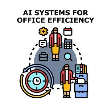 Ai systems optimizing office efficiency and workflow automation 库存插图