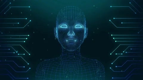 Ai Talking face recognition Stock Footage