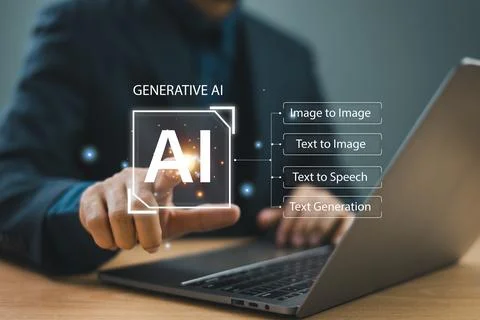 AI tech, Artificial Intelligence concept. Chatbot chat with humans. Businessm Foto stock