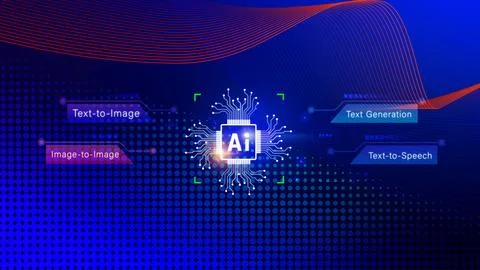 Ai tech,  Artificial Intelligence to generate content, Text to image, speec.. Stock Photos