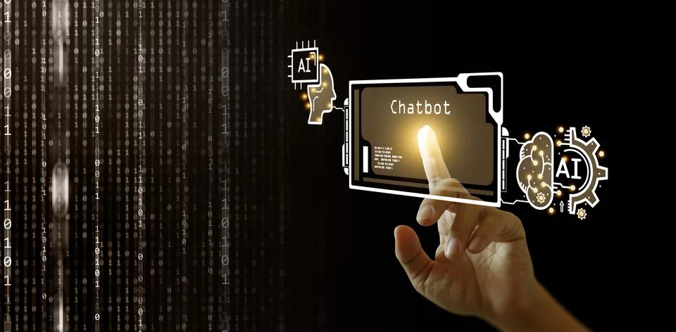 AI tech. Chat Bot, chat with Ai. Virtual graphic of a generative conversati.. Foto stock