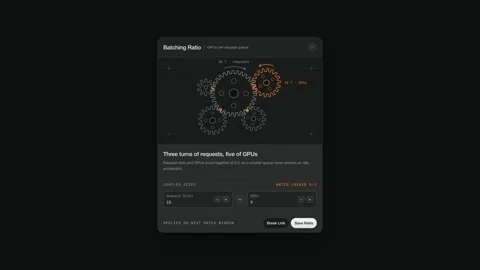 AI Tech Dashboard GPU Batching Ratio Server Queue Infographic ML Infrastructure Stock Footage 348344995