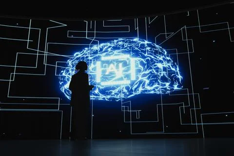 AI tech developing fast, machine learning and software developer in RD lab Stock Photos