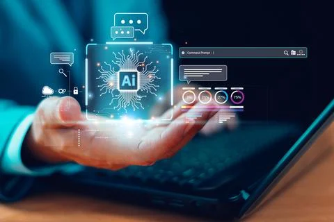 AI tech help business concept. Artificial intelligence technology assistance. Stock Photos