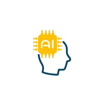 AI tech icon, chip and head Illustrazione stock