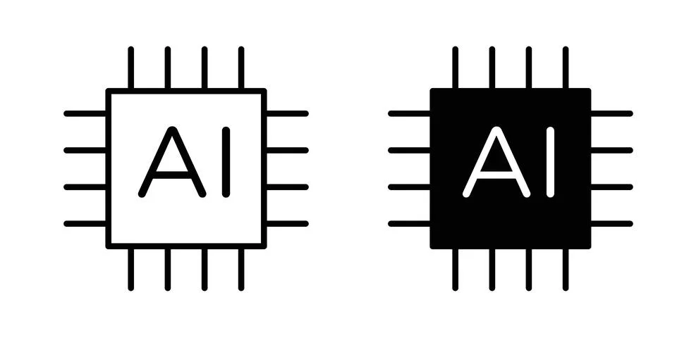 Ai tech icon vector concepts, line and silhouette style Stock Illustration