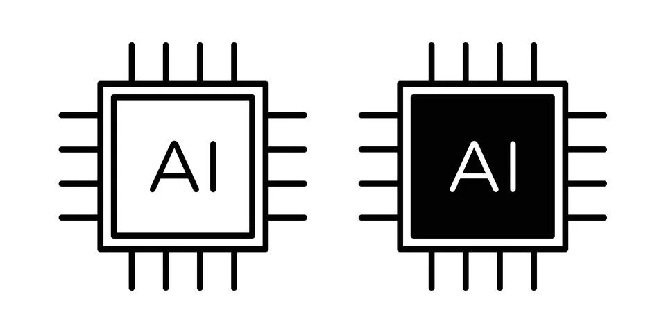 Ai tech icon vectors. Illustrations in black Stock Illustration