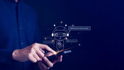 Ai tech, Man show virtual graphic Global Internet connect ChatGPT, Chat Ai, Stock Photos