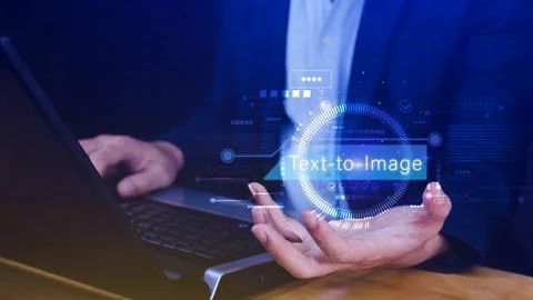 Ai tech Text to image, virtual graphic with AI, Artificial Intelligence, us.. 写真素材