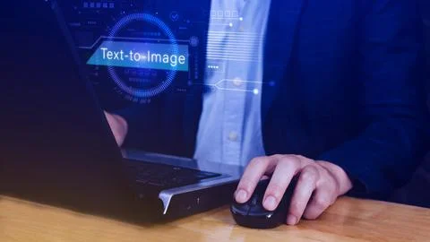 Ai tech Text to image, virtual graphic with AI, Artificial Intelligence, us.. 写真素材