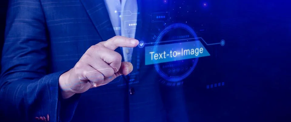 Ai tech Text to image, virtual graphic with AI, Artificial Intelligence, us.. Foto stock