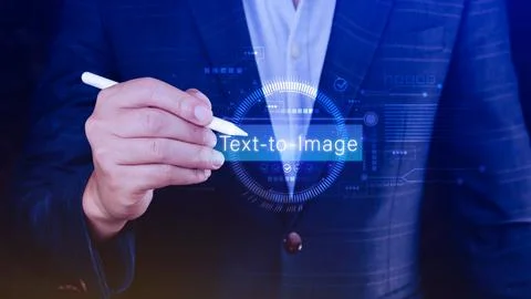Ai tech Text to image, virtual graphic with AI, Artificial Intelligence, us.. Foto stock