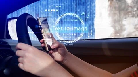 Ai tech Text to image, virtual graphic with AI, Artificial Intelligence, us.. Stock Photos