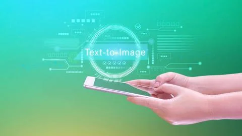 Ai tech Text to image, virtual graphic with AI, Artificial Intelligence, us.. 스톡 사진