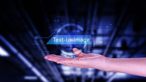 Ai tech Text to image, virtual graphic with AI, Artificial Intelligence, us.. Foto stock