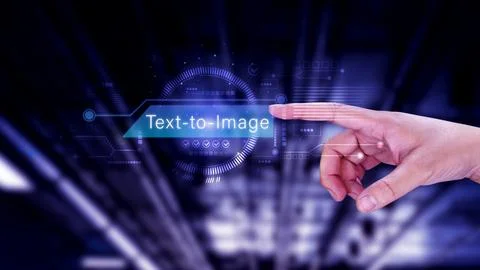 Ai tech Text to image, virtual graphic with AI, Artificial Intelligence, us.. 库存照片
