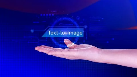Ai tech Text to image, virtual graphic with AI, Artificial Intelligence, us.. Stock Photos