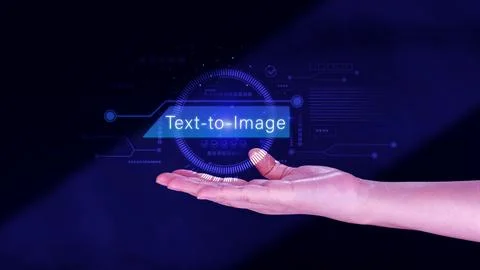 Ai tech Text to image, virtual graphic with AI, Artificial Intelligence, us.. Stock Photos