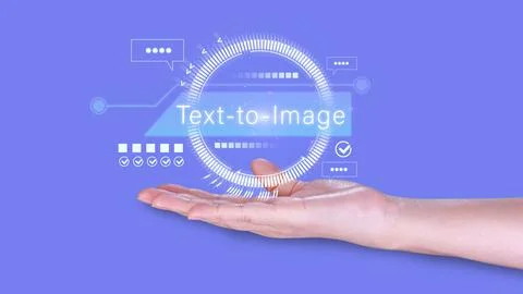 Ai tech, Text to image, virtual graphic with AI, Artificial Intelligence, u.. Stock Photos