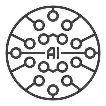AI tech vector Artificial Intelligence business round icon or symbol in out.. Illustrazione stock