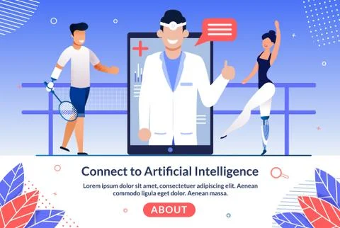 AI Technologies for Disabled People Vector Website Stock Illustration