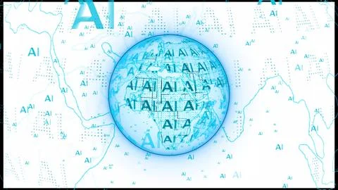 AI technology 3d earth globe Stock-Illustration