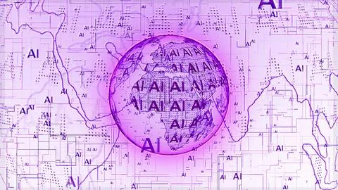AI technology 3d earth globe Illustrazione stock