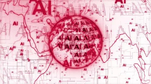 AI technology 3d earth globe Illustrazione stock