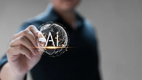 AI technology, AI chatbots communicate and answer questions with business p.. Stock Photos