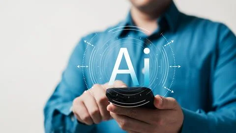 AI technology, AI chatbots communicate and answer questions with business p.. Stock Photos