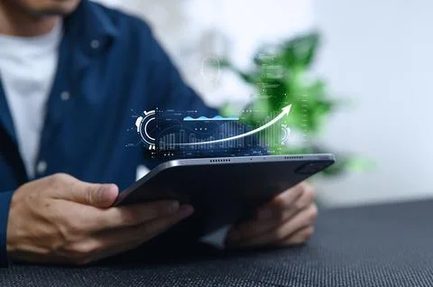 AI Technology and Data Analysis for Program Development Solutions Foto stock