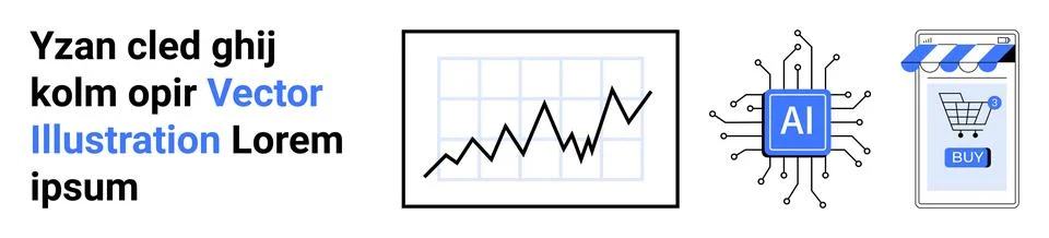 AI Technology and E-commerce Growth Chart Integration イラスト素材