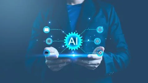Ai technology. Artificial Intelligence. Businessman use technology AI smart r Stock Photos