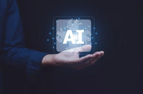 Ai technology, Artificial Intelligence. Hand holding Ai technology, Artific.. Stock Photos