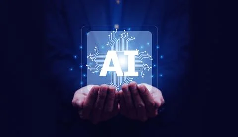 Ai technology, Artificial Intelligence. Hand holding Ai technology, Artific.. Stock Photos