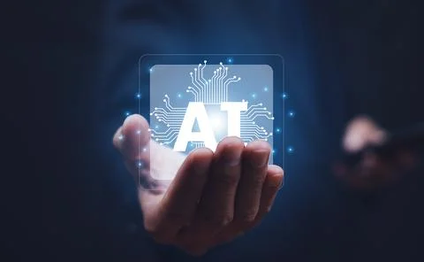 Ai technology, Artificial Intelligence. Hand holding Ai technology, Artific.. Stock Photos