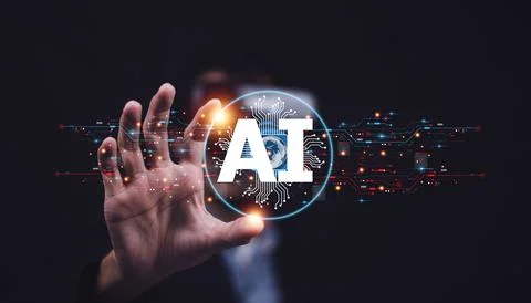 Ai technology, Artificial Intelligence. Hand holding Ai technology, Artific.. Stock Photos