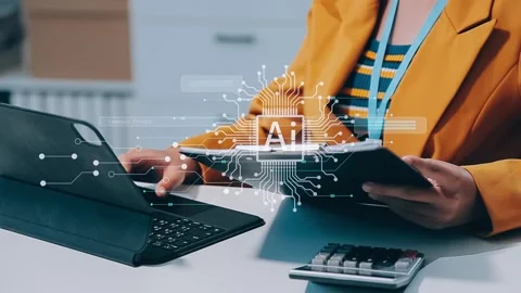 Ai technology, Artificial Intelligence. man using technology smart robot AI.. Stock Footage 284353416