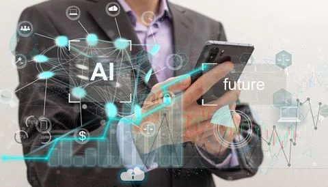 Ai technology, Artificial Intelligence. man using technology smart robot AI Foto stock